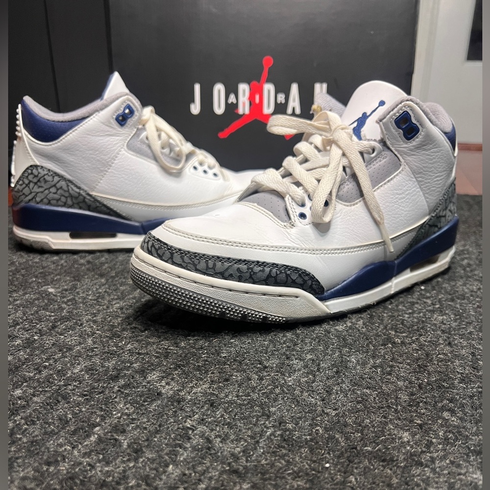 Nike Air Jordan 3 Midnight Navy White Cement Size 8.5